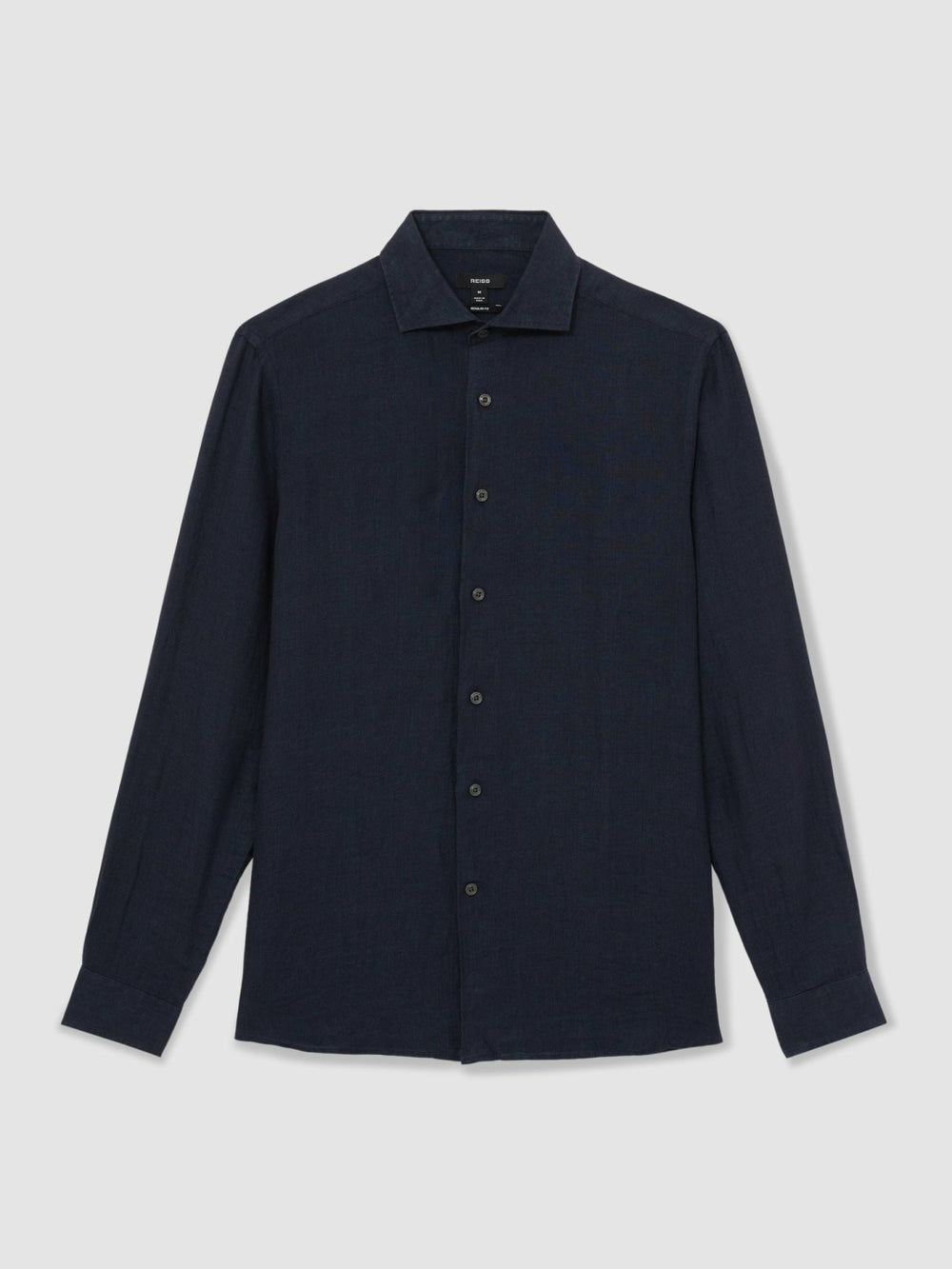 Reiss | Linen Button-Through Shirt in Navy