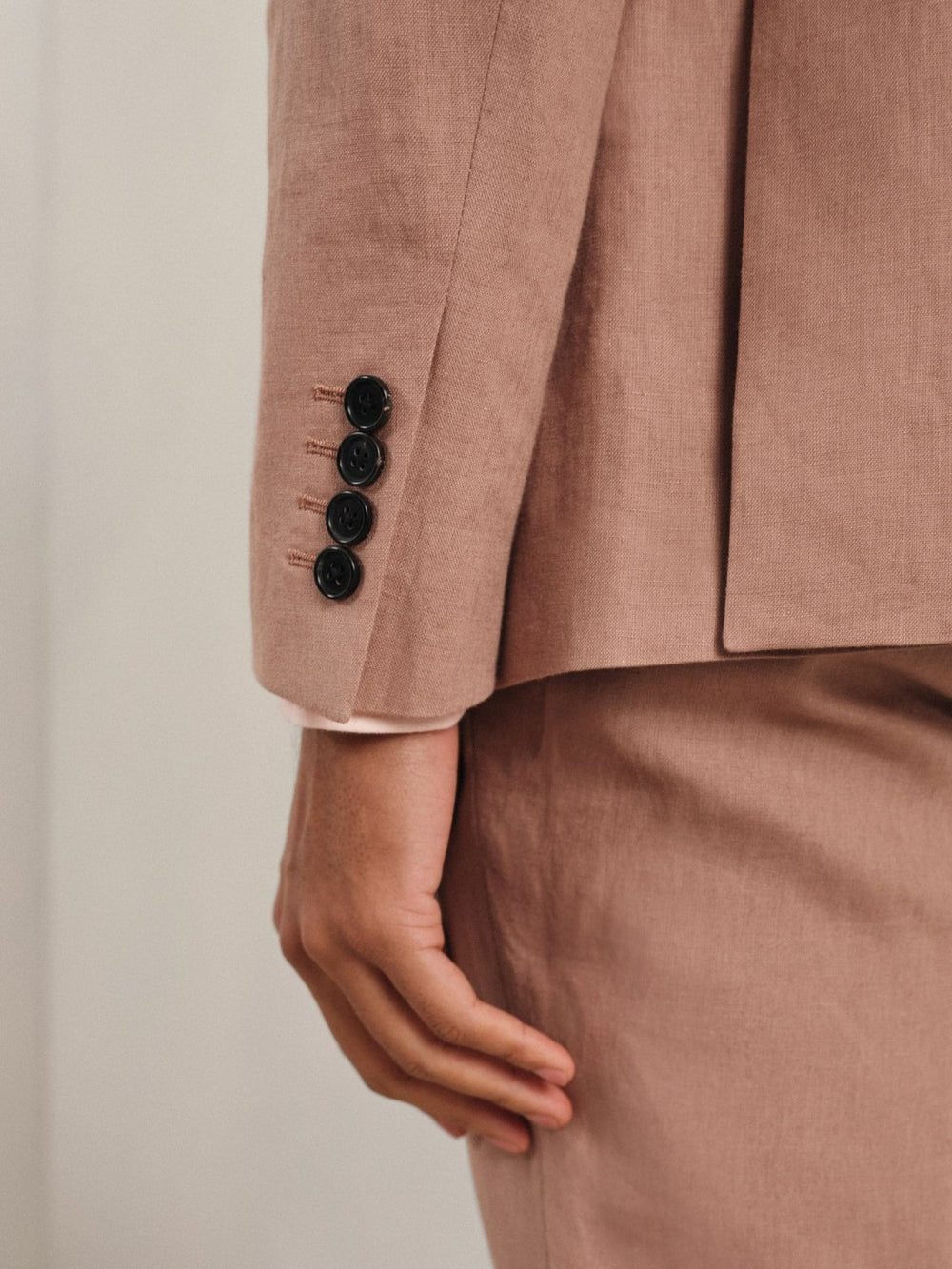 Reiss | Single-Breasted Linen Suit Blazer Slim Fit in Rose Pink