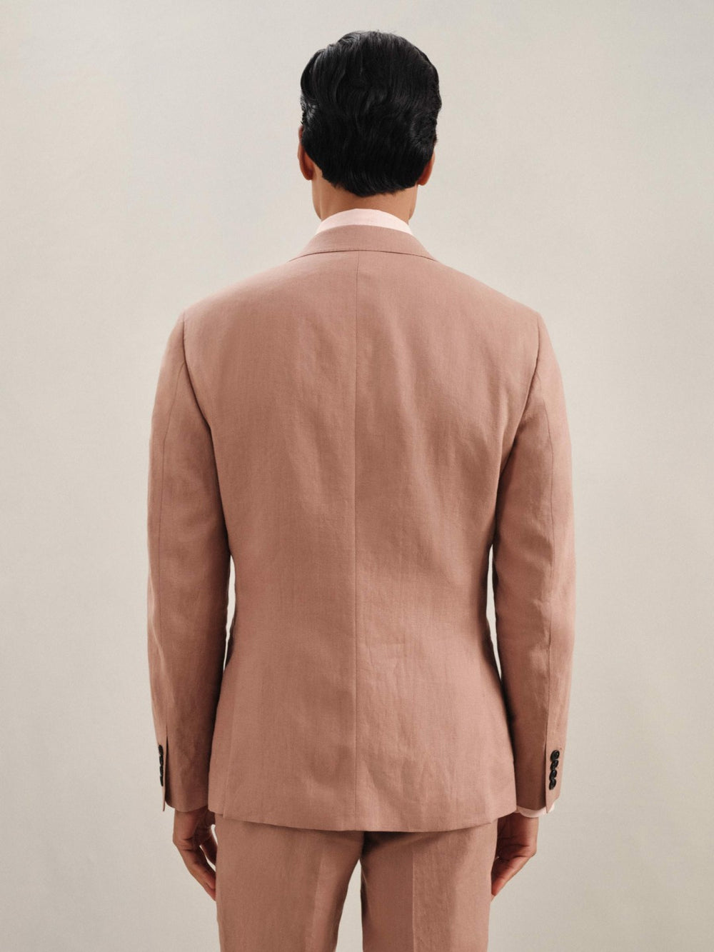 Reiss | Single-Breasted Linen Suit Blazer Slim Fit in Rose Pink