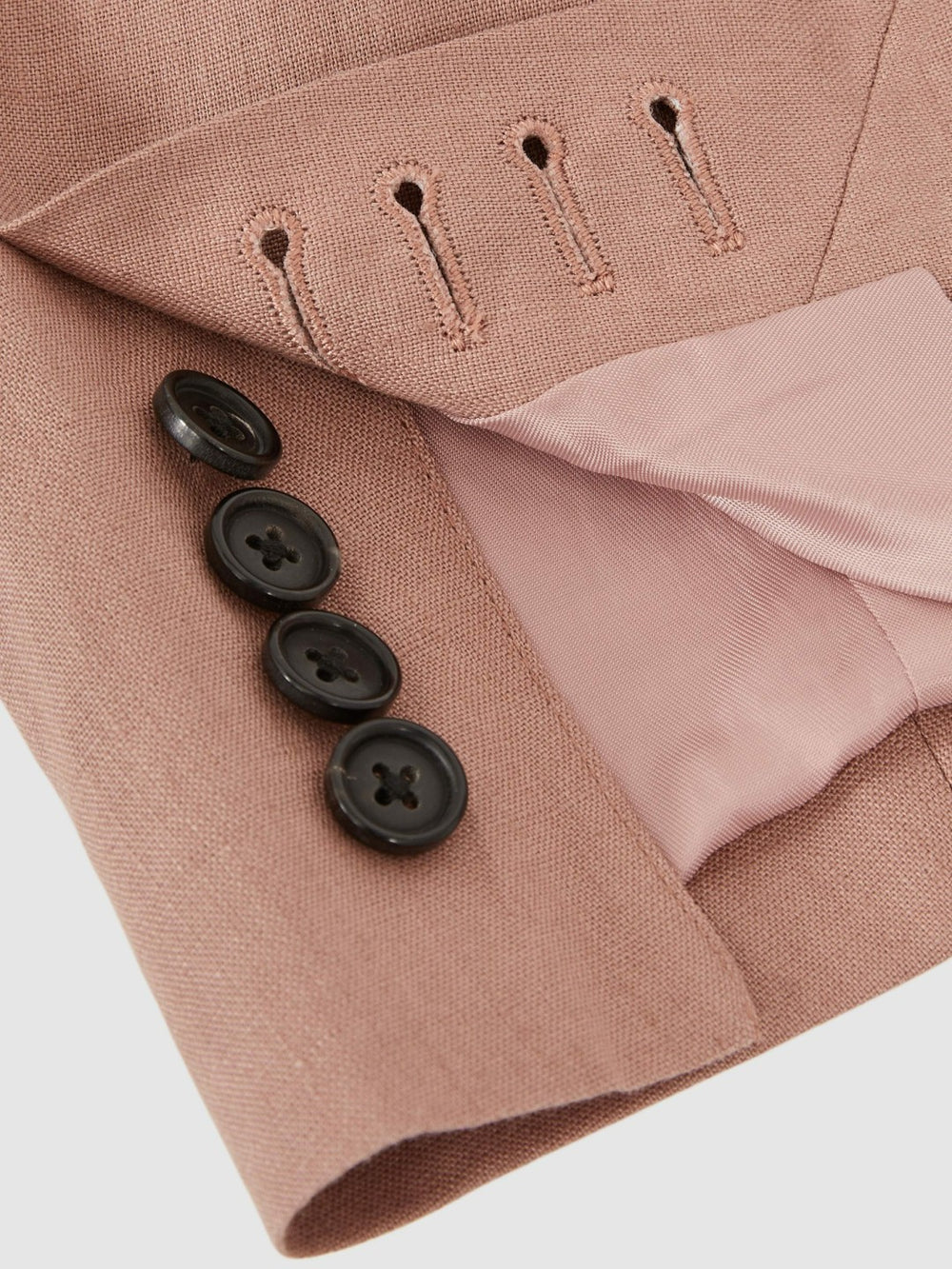 Reiss | Single-Breasted Linen Suit Blazer Slim Fit in Rose Pink