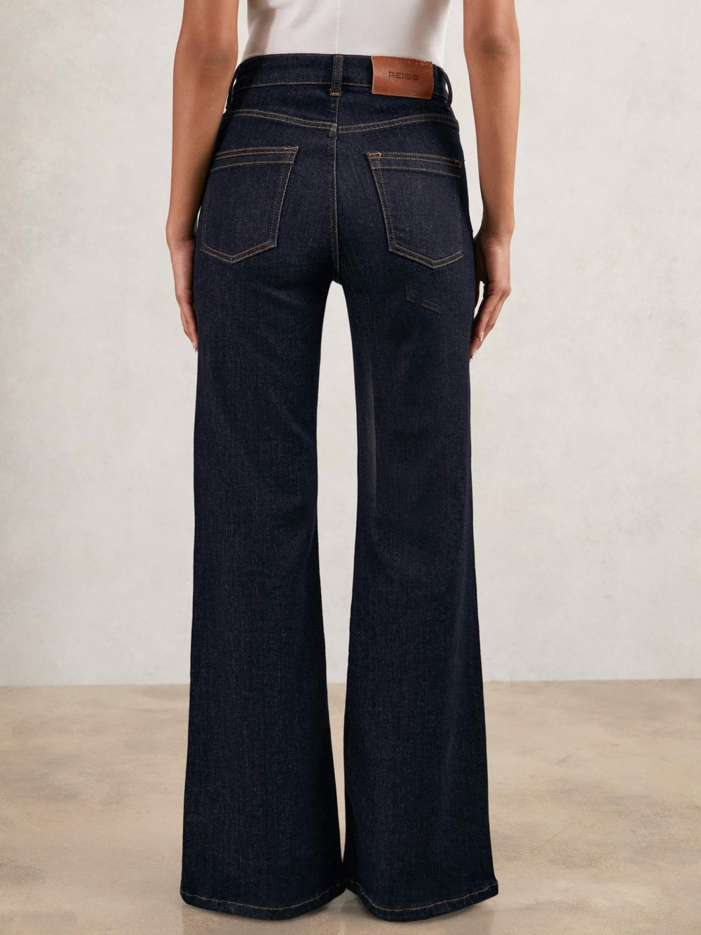 Reiss | Petite Mid-Rise Flared Jeans in Dark Blue