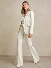 Reiss | Petite Wide Leg Tailored Trousers in Cream