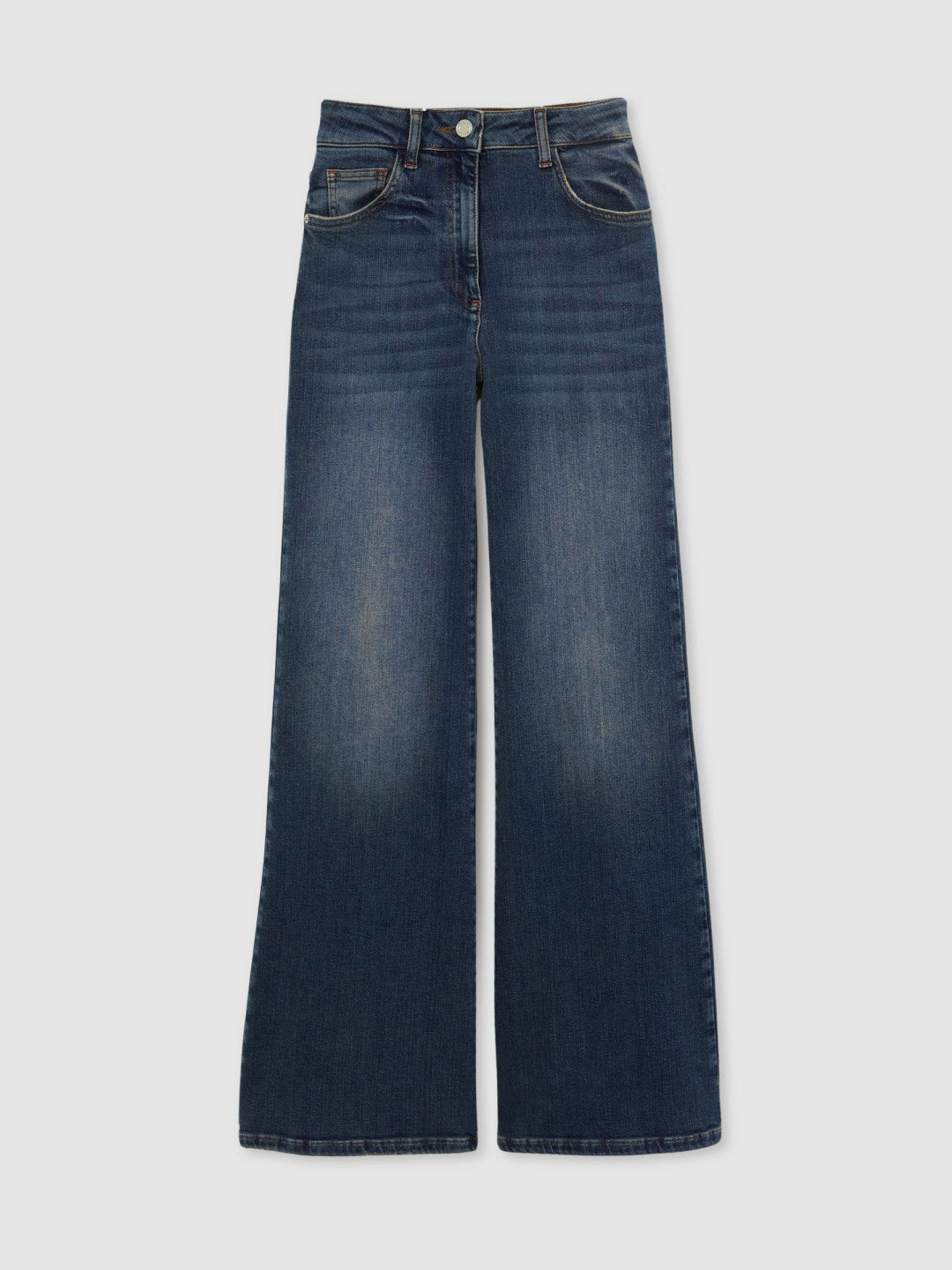 Reiss | Petite Mid-Rise Flared Jeans in Mid Blue