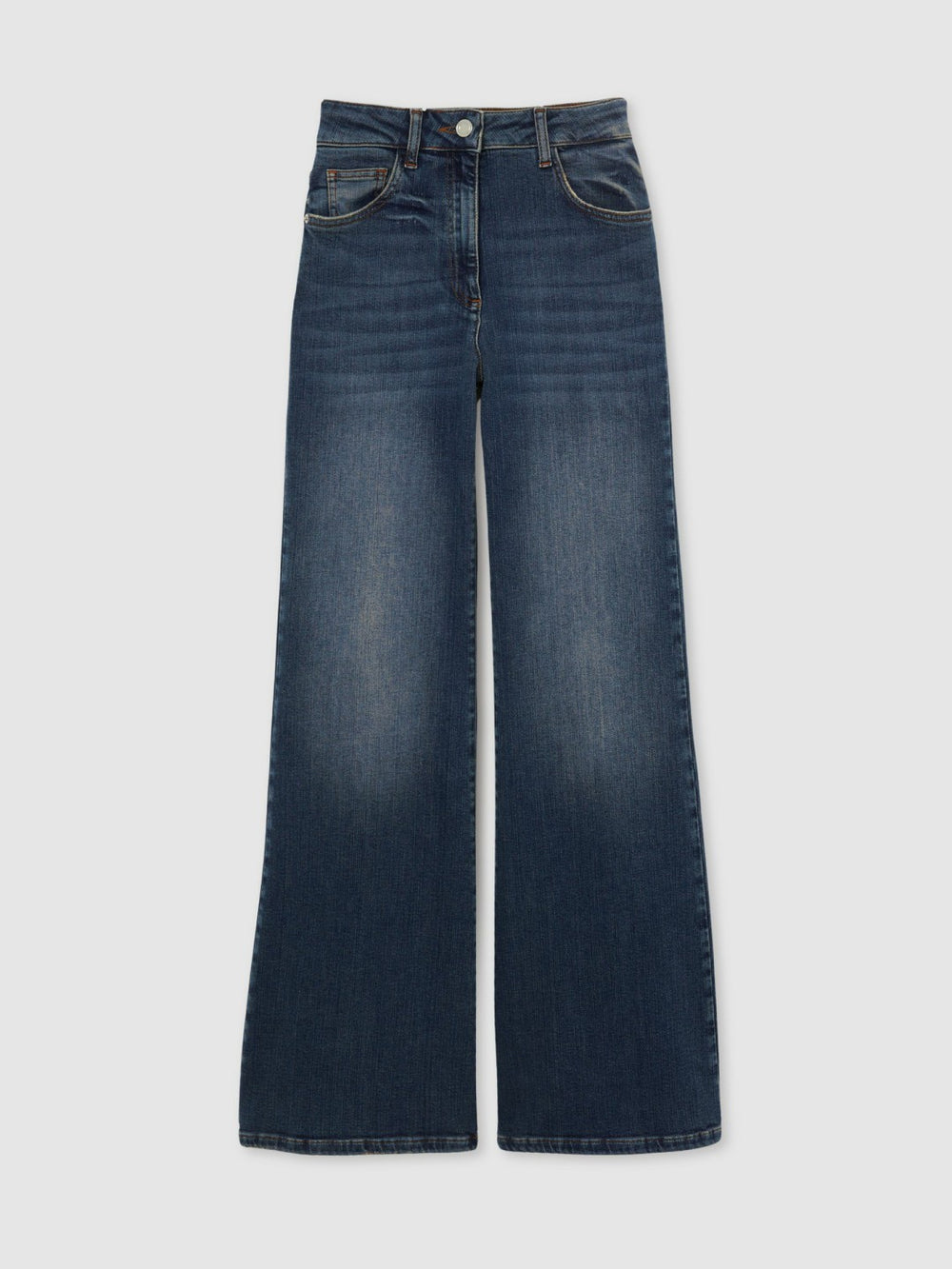 Reiss | Petite Mid-Rise Flared Jeans in Mid Blue