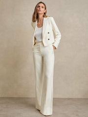 Reiss | Wide Leg Tailored Trousers in Cream