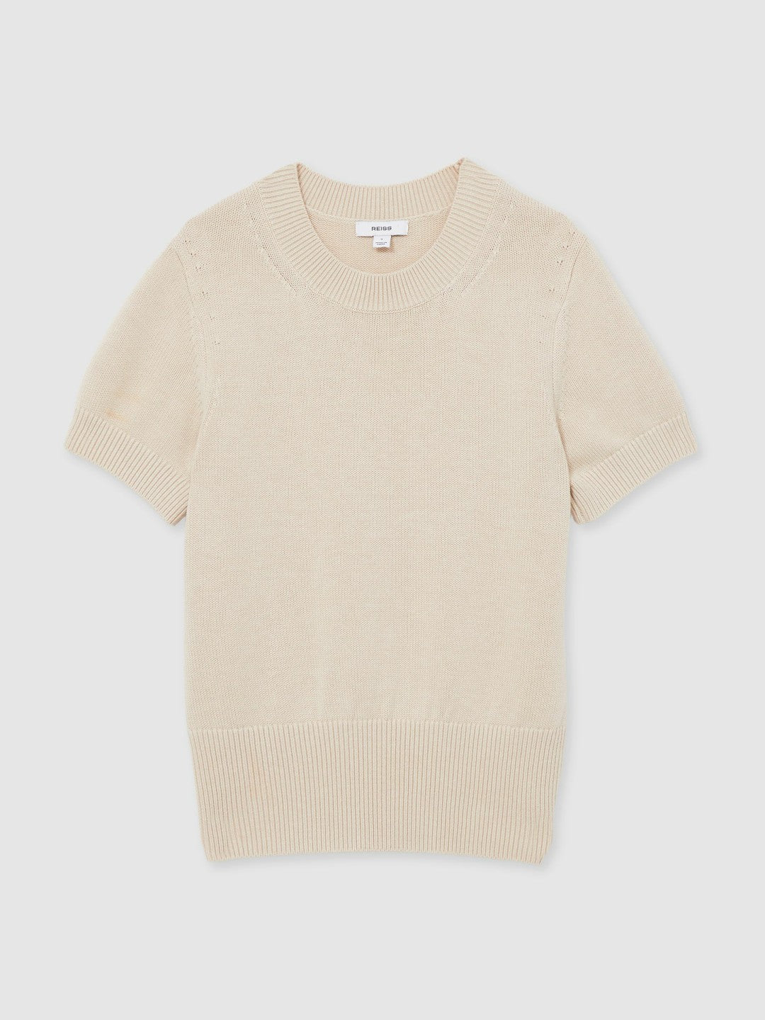 Reiss | Cotton And Wool Crew-Neck Top in Neutral