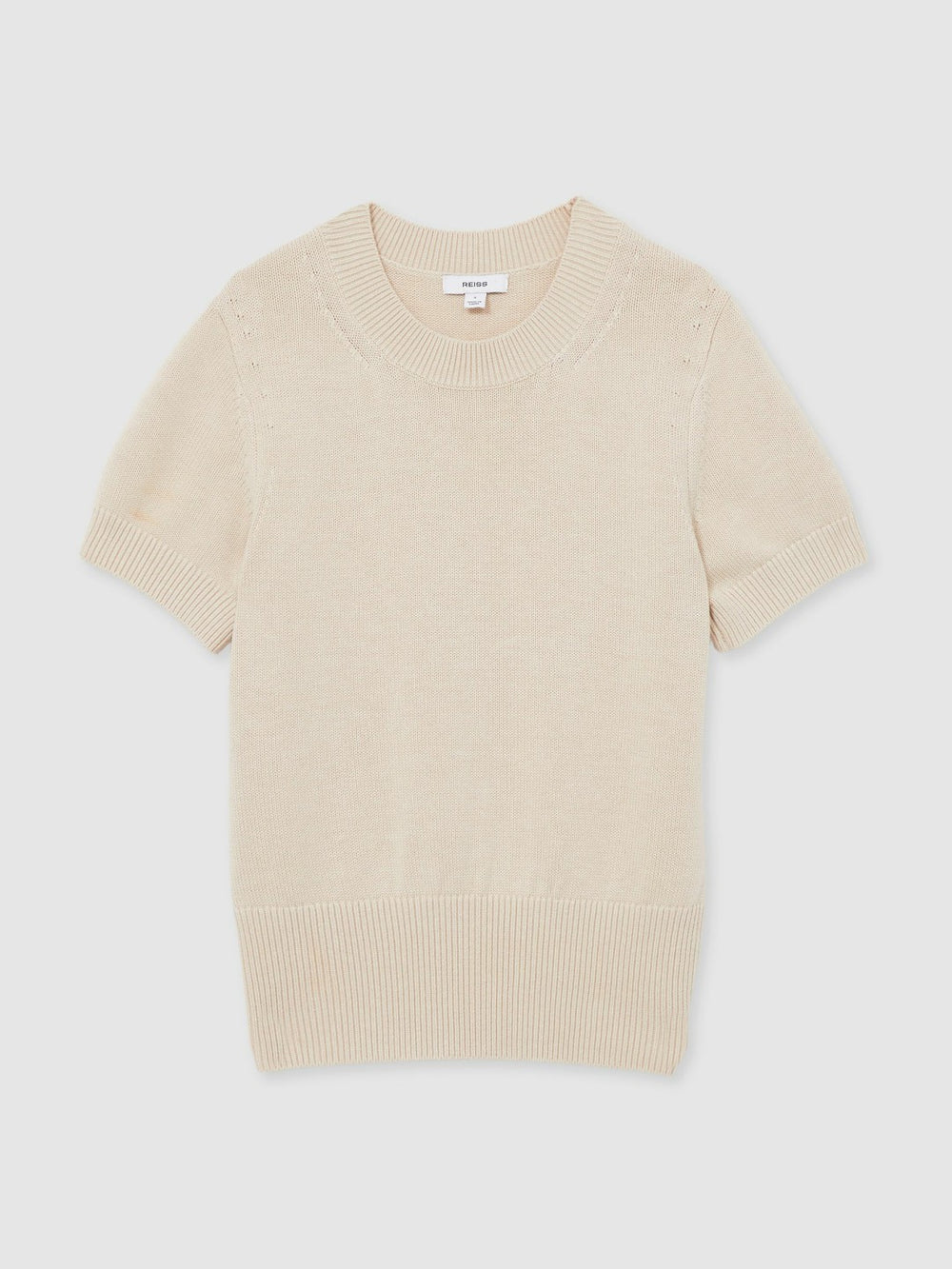 Reiss | Cotton And Wool Crew-Neck Top in Neutral