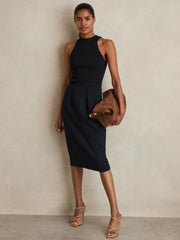 Reiss | Petite Tailored Midi Suit Skirt in Navy