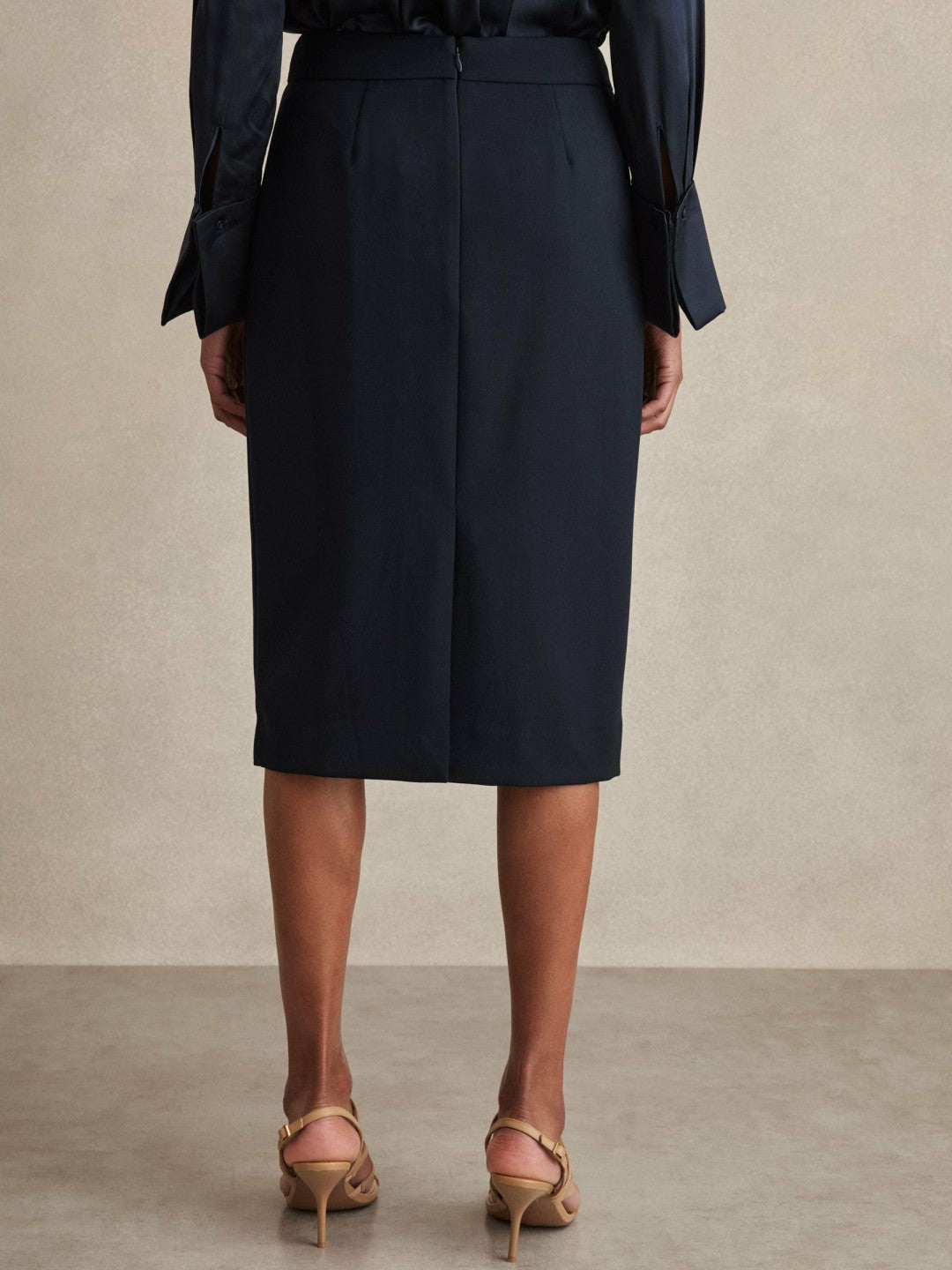 Reiss | Petite Tailored Midi Suit Skirt in Navy