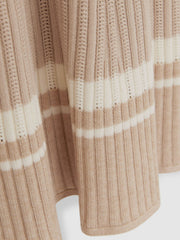Reiss | 9-13 yrs Rib-Knit Pointelle Flared Dress in Pale Pink