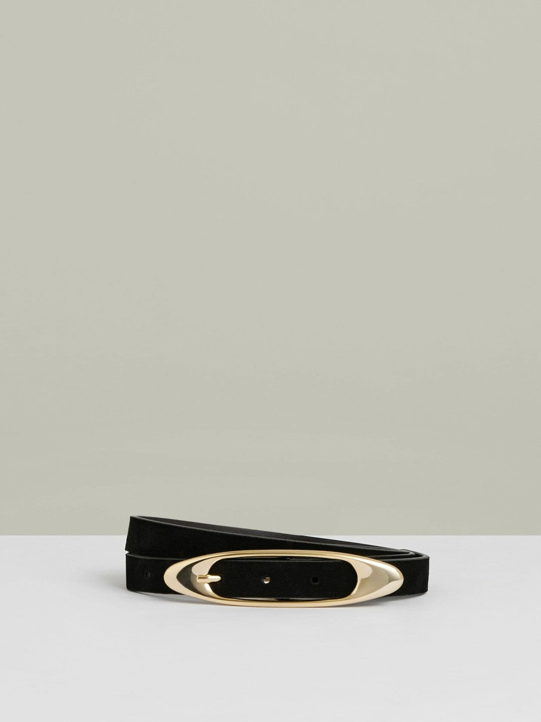 Reiss | Leather Oval-Buckle Belt in Black