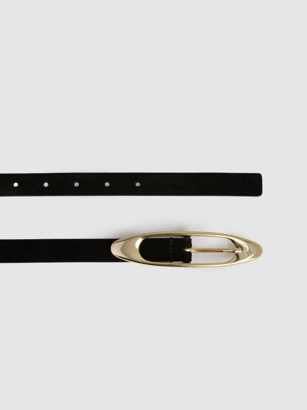 Reiss | Leather Oval-Buckle Belt in Black