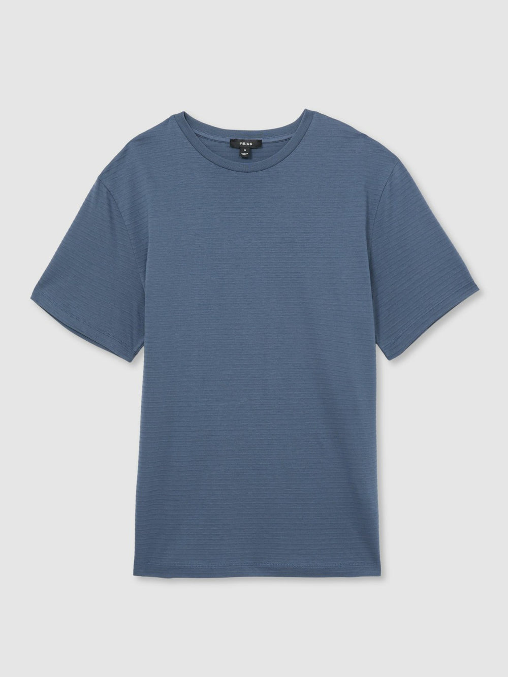 Reiss | Mercerised-Cotton Ribbed T-Shirt in Airforce Blue