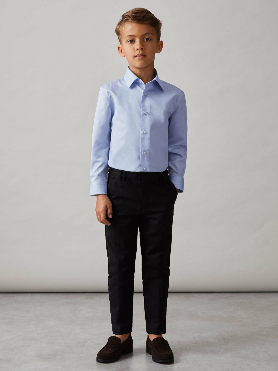 Reiss | 9-13 yrs Slim-Fit Cotton Shirt in Soft Blue