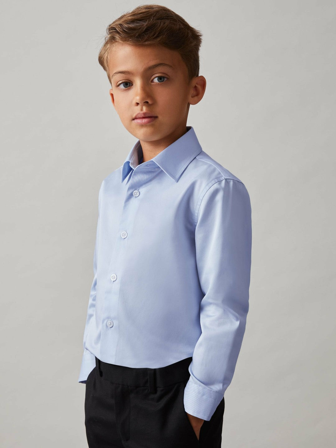 Reiss | 9-13 yrs Slim-Fit Cotton Shirt in Soft Blue