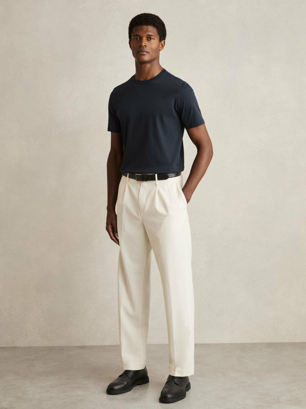 Reiss | Mercerised-Cotton Crew-Neck T-Shirt in Navy
