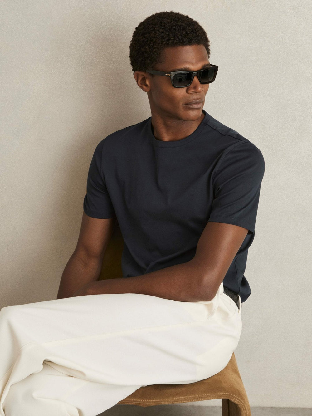 Reiss | Mercerised-Cotton Crew-Neck T-Shirt in Navy