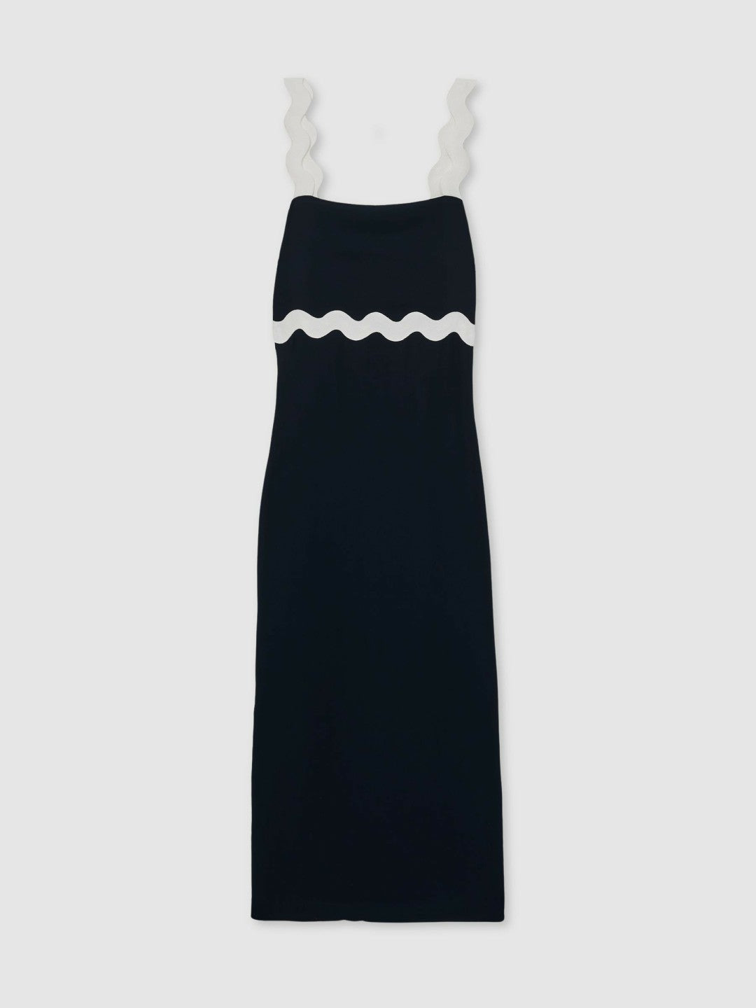 Reiss | Wave-Trim Crepe Midi Dress in Navy