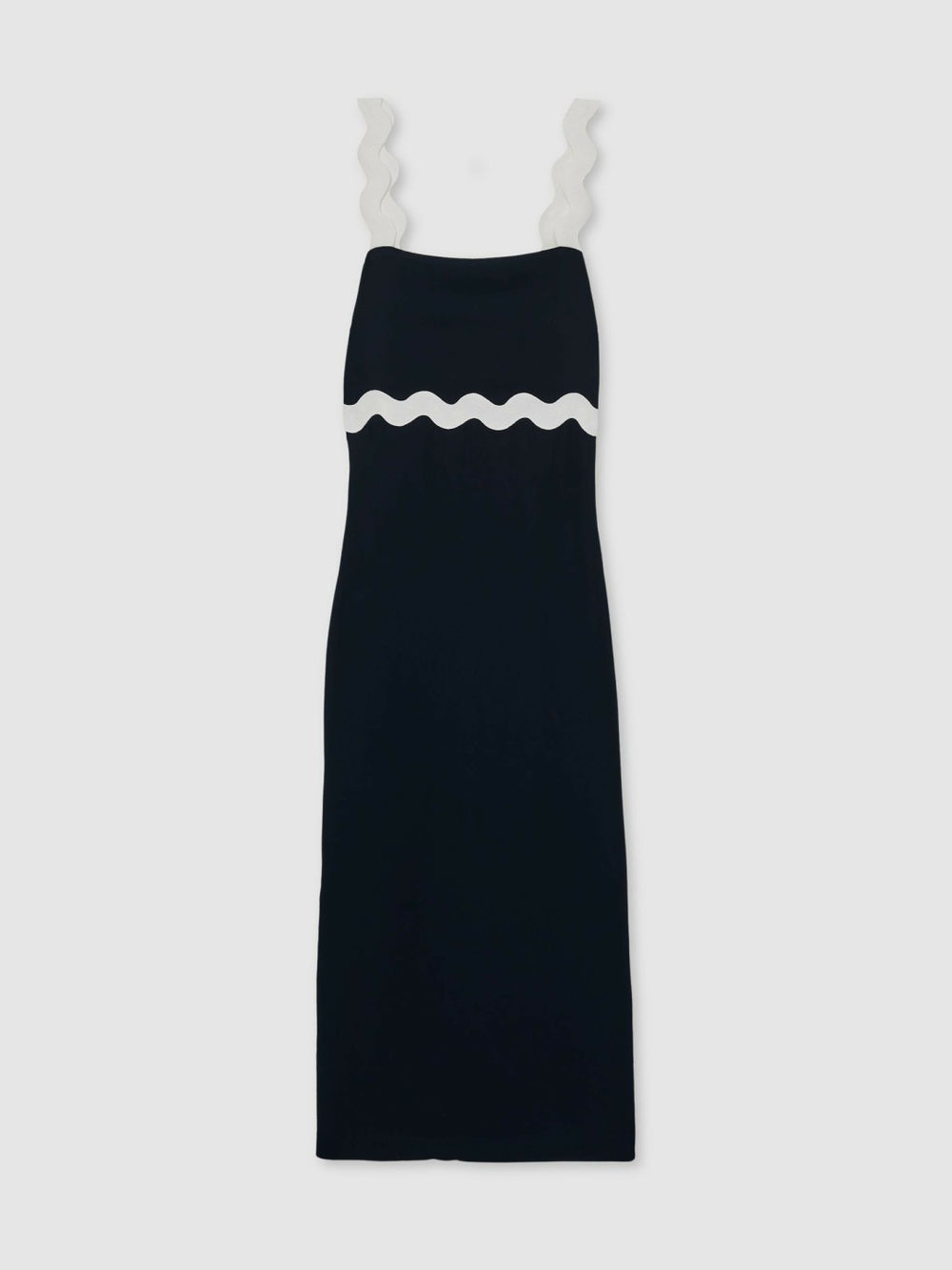 Reiss | Wave-Trim Crepe Midi Dress in Navy