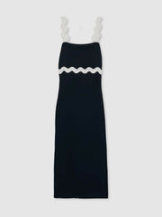 Reiss | Wave-Trim Crepe Midi Dress in Navy