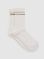 Reiss | Cotton-Blend Striped Crew Socks in White