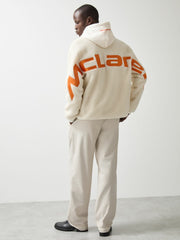 Reiss | McLaren F1 Team Embroidered Fleece Jacket Unisex Fit in Off White