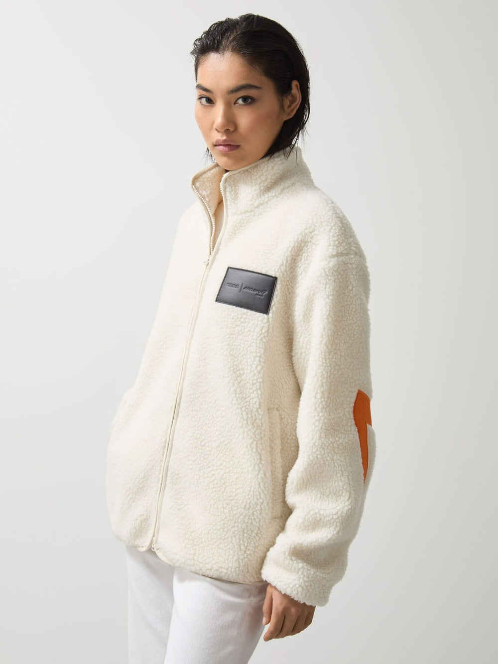 Reiss | McLaren F1 Team Embroidered Fleece Jacket Unisex Fit in Off White