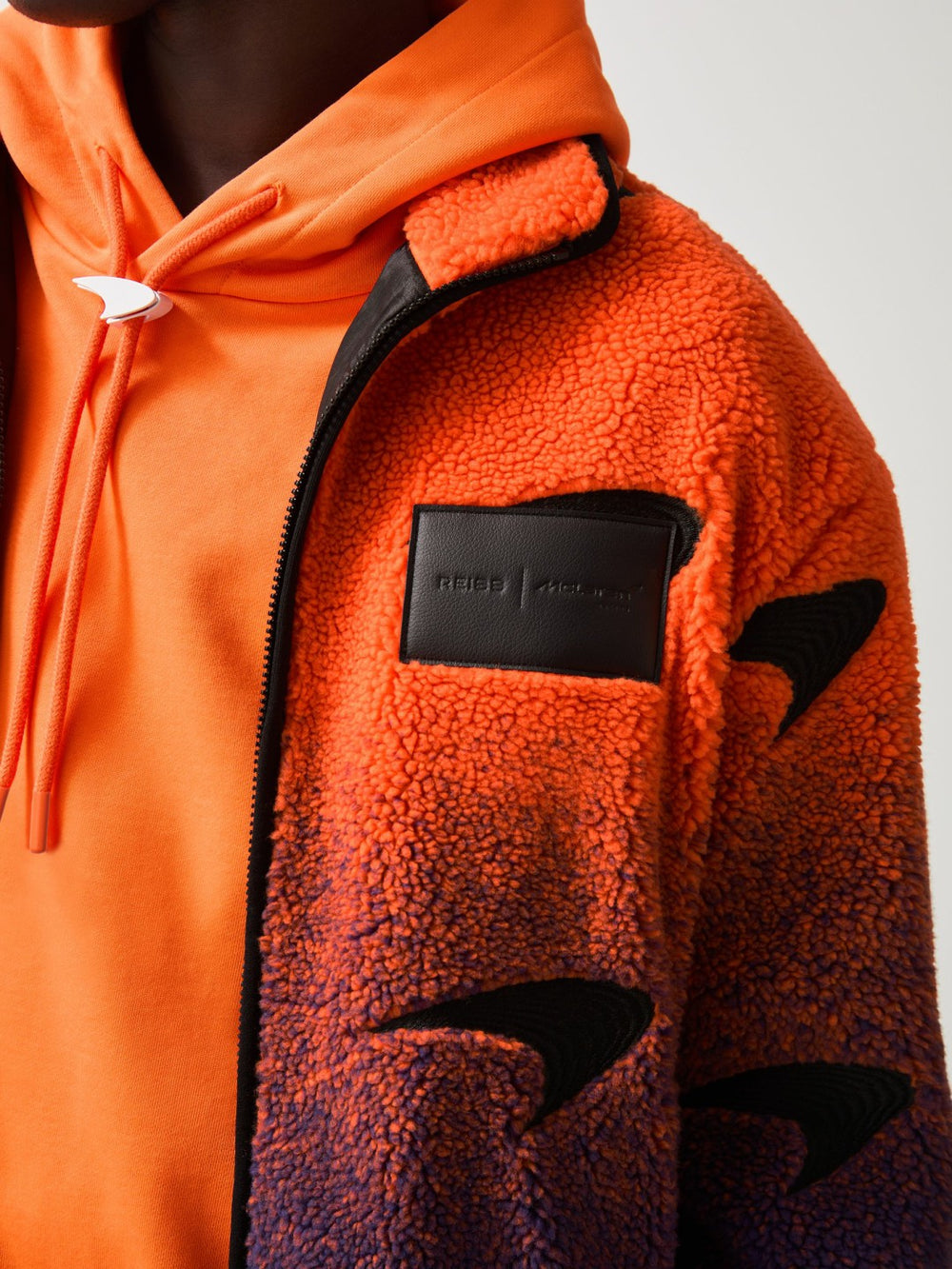 Reiss | Unisex Fit McLaren F1 Team Ombré Fleece Jacket in Papaya Orange/Purple