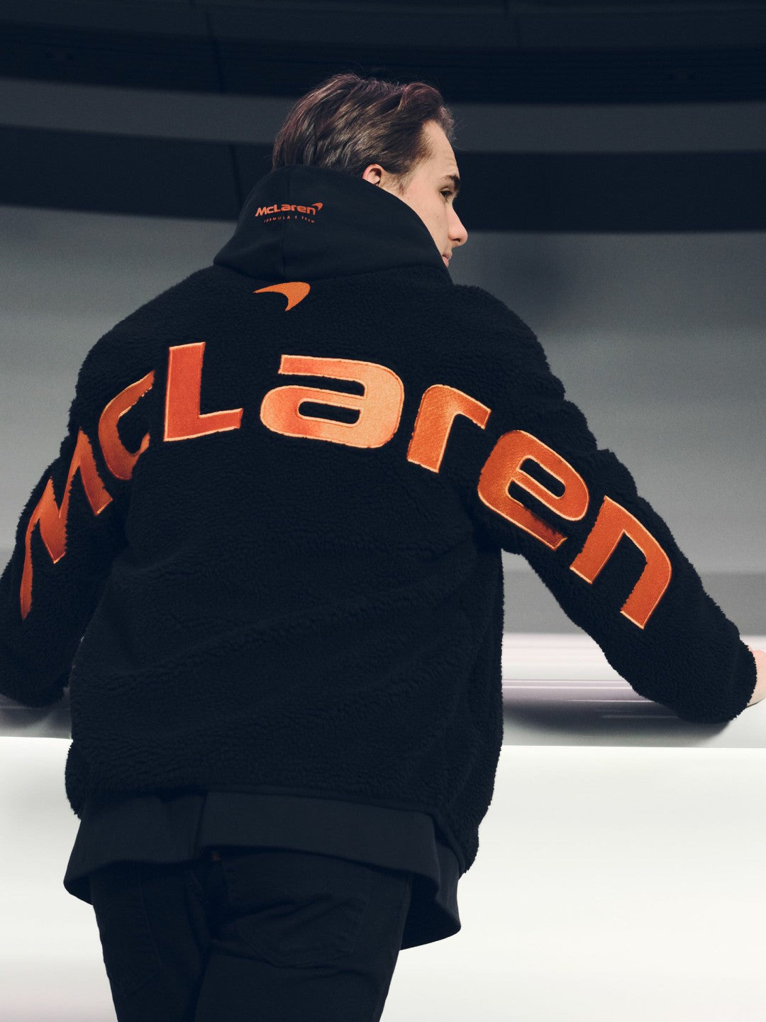 Reiss | McLaren F1 Team Embroidered Fleece Jacket Unisex Fit in Black