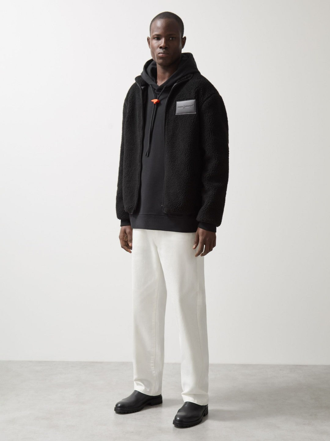 Reiss | McLaren F1 Team Embroidered Fleece Jacket Unisex Fit in Black