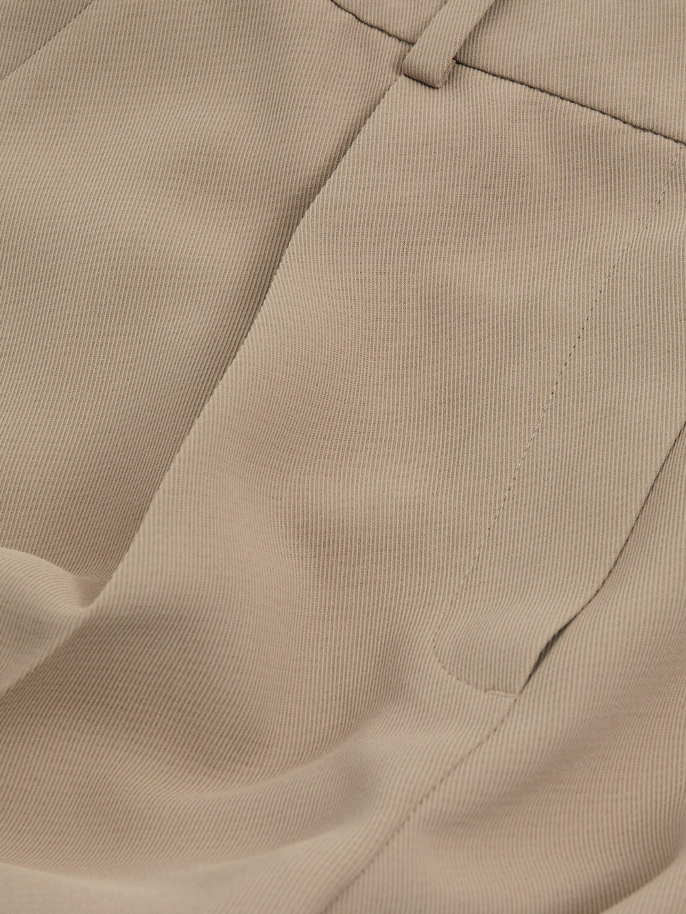 Reiss | Petite Elasticated-Waist Wide-Leg Twill Trousers in Mink Neutral