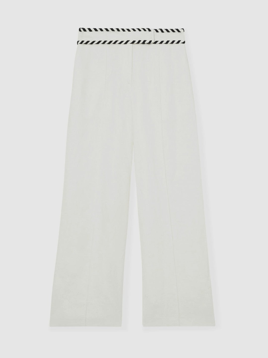 Reiss | Linen Wide-Leg Whipstitch Trousers in White