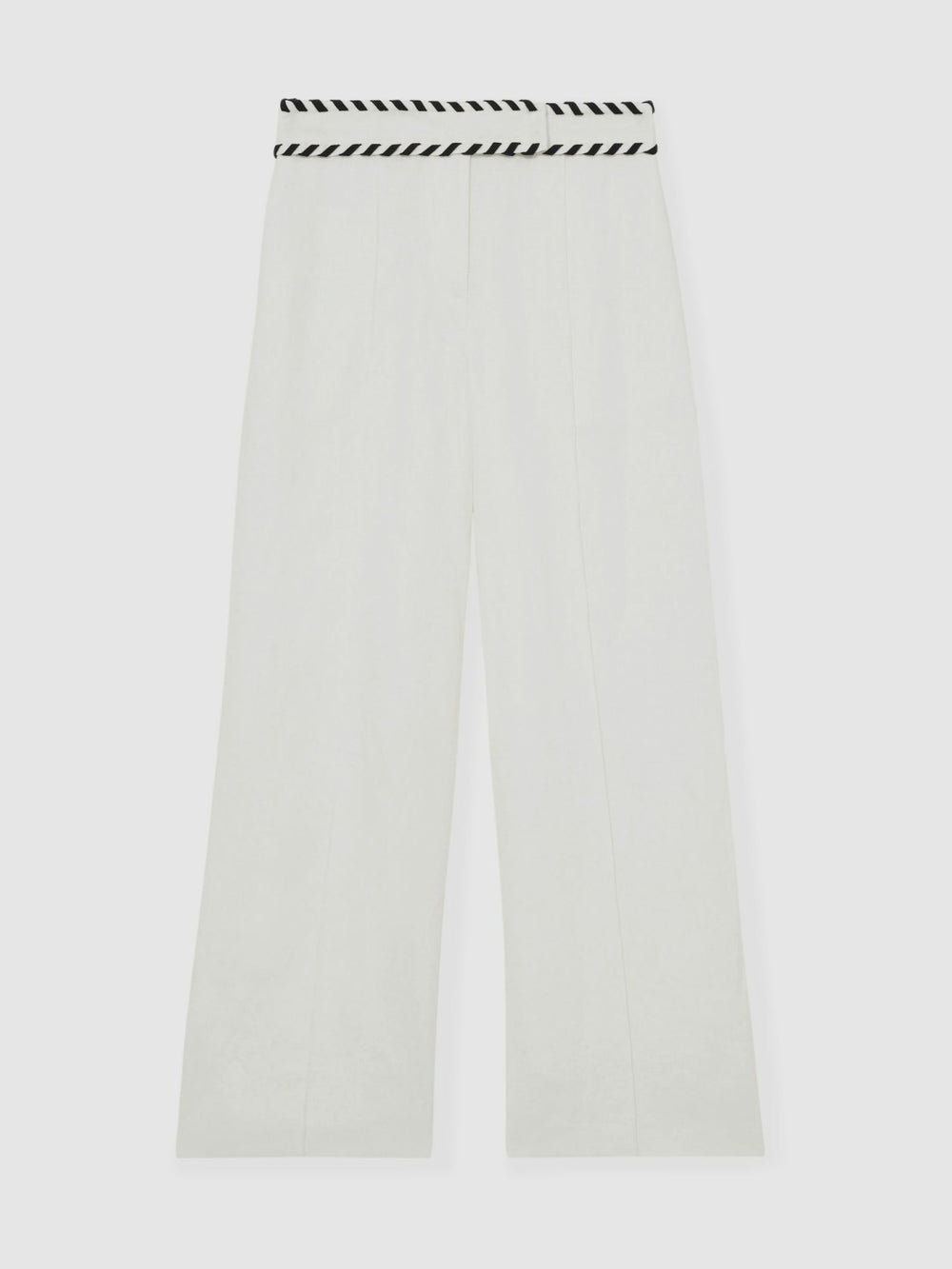 Reiss | Linen Wide-Leg Whipstitch Trousers in White