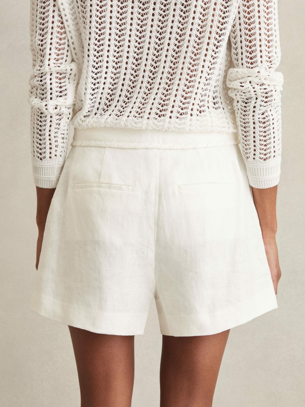 Reiss | Linen Whipstitch Shorts in White