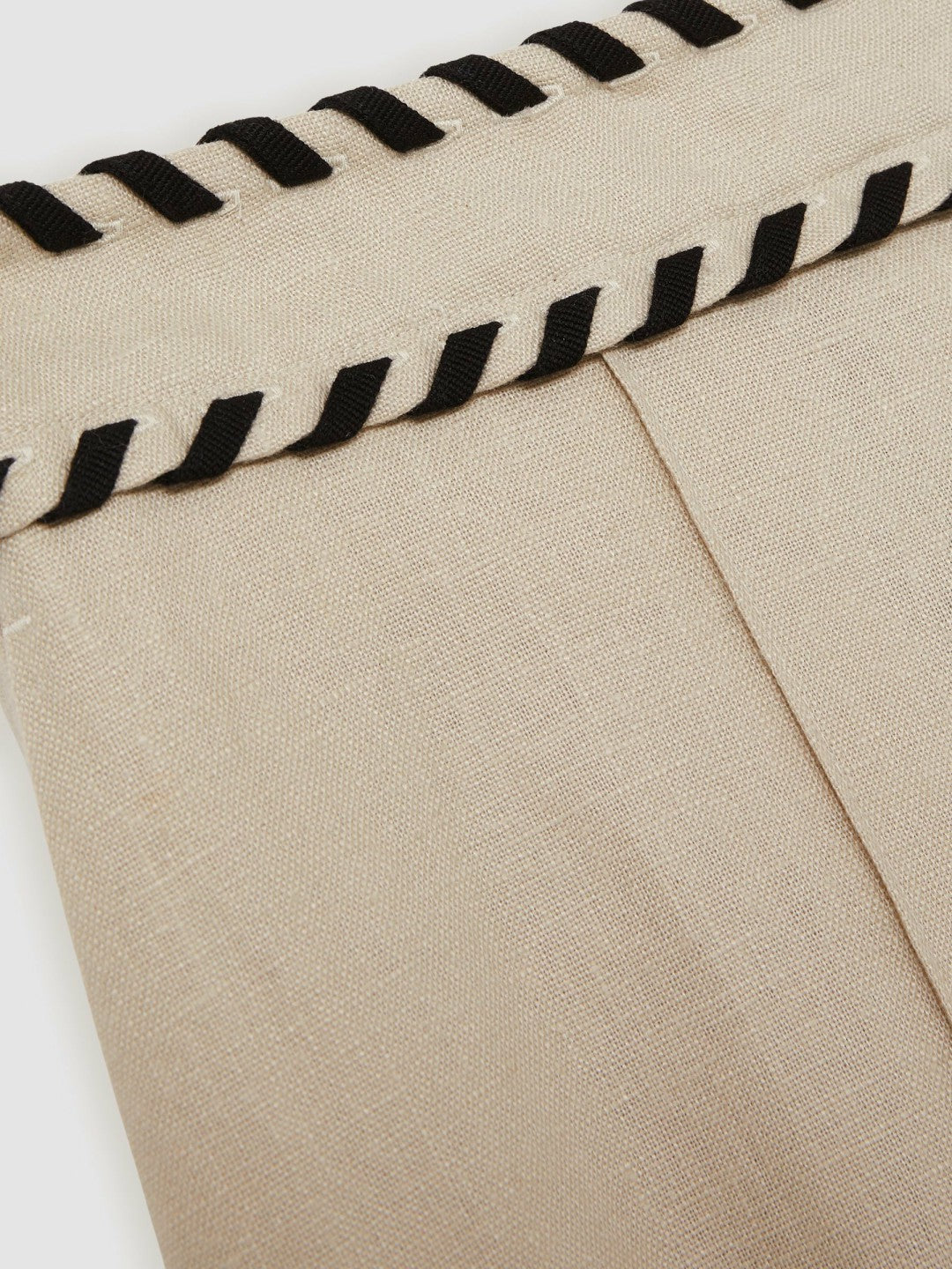 Reiss | Linen Wide-Leg Whipstitch Trousers in Neutral