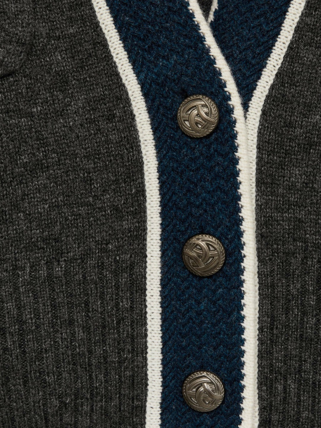 Reiss | Wool-Cashmere Tipped V-Neck Cardigan in Charcoal