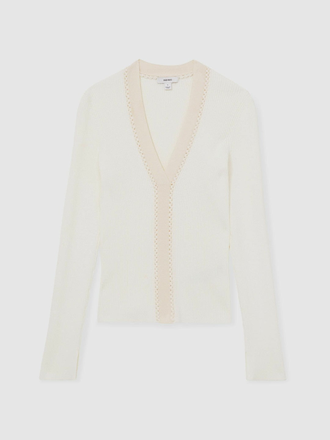 Reiss | Craft-Stitch Rib-Knit Top in Ivory