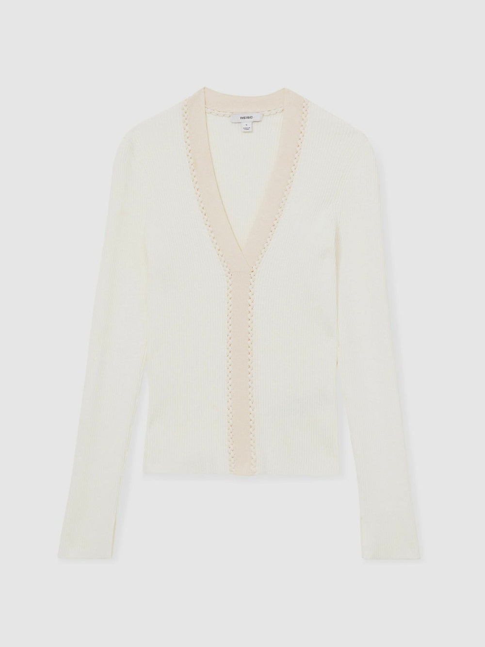Reiss | Craft-Stitch Rib-Knit Top in Ivory