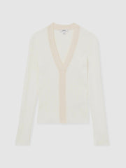Reiss | Craft-Stitch Rib-Knit Top in Ivory