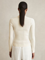 Reiss | Craft-Stitch Rib-Knit Top in Ivory