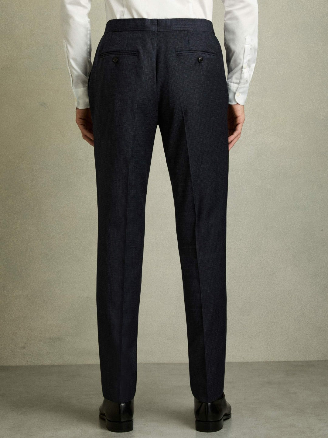 Reiss | Slim-Fit Wool-Blend Textured Tailored Trousers in Navy