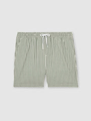 Reiss | Seersucker Stripe Swim Shorts in Sage/White