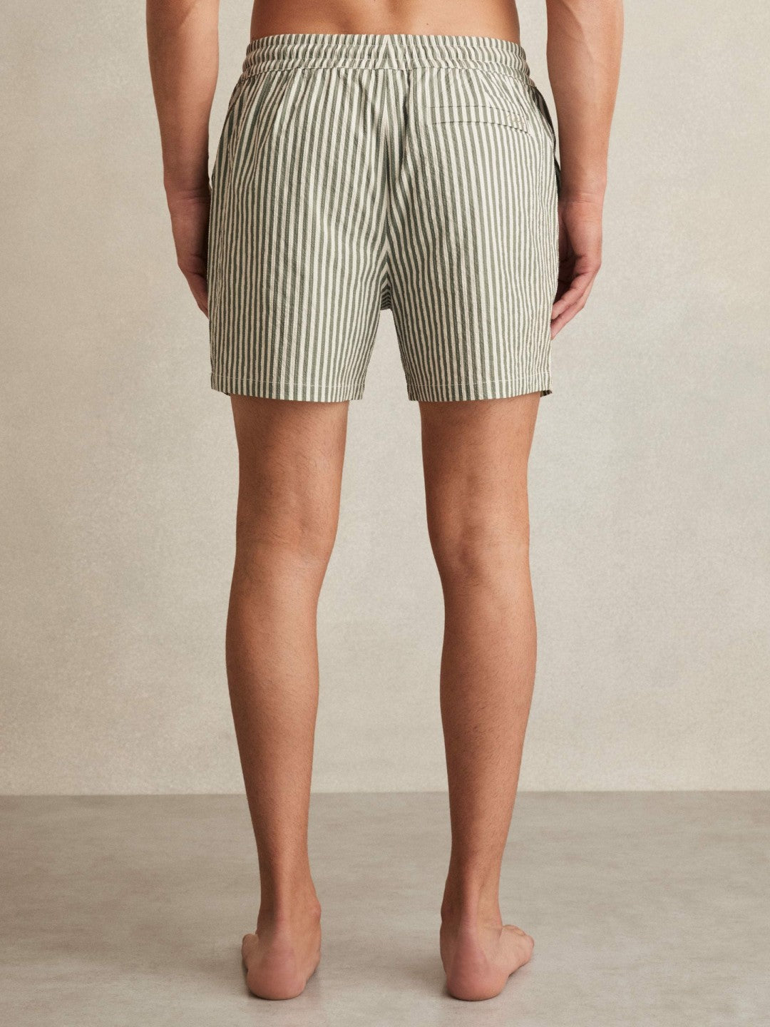 Reiss | Seersucker Stripe Swim Shorts in Sage/White