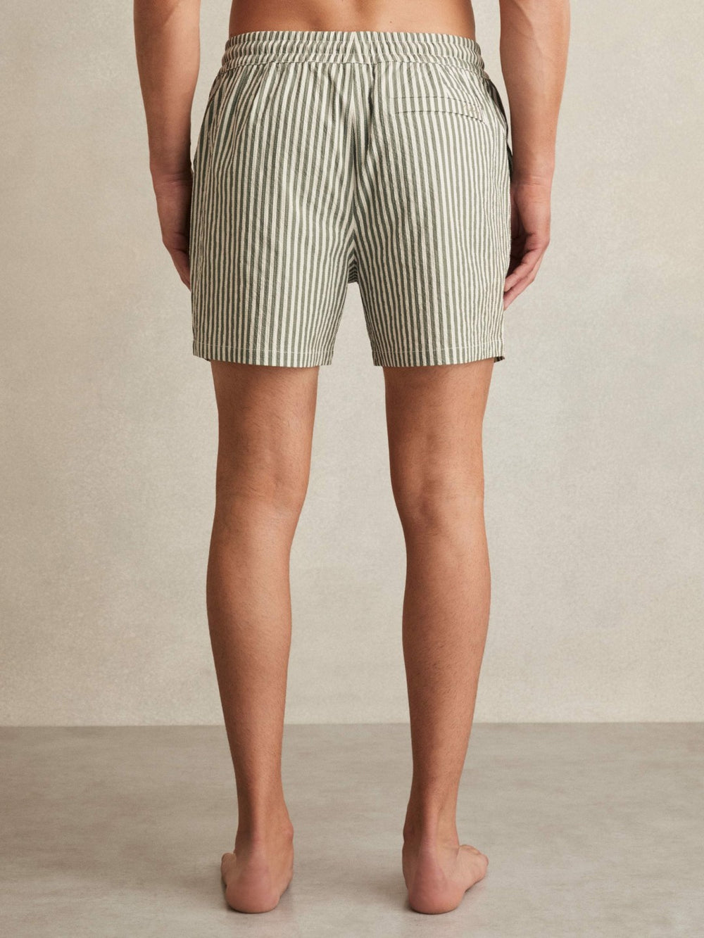 Reiss | Seersucker Stripe Swim Shorts in Sage/White