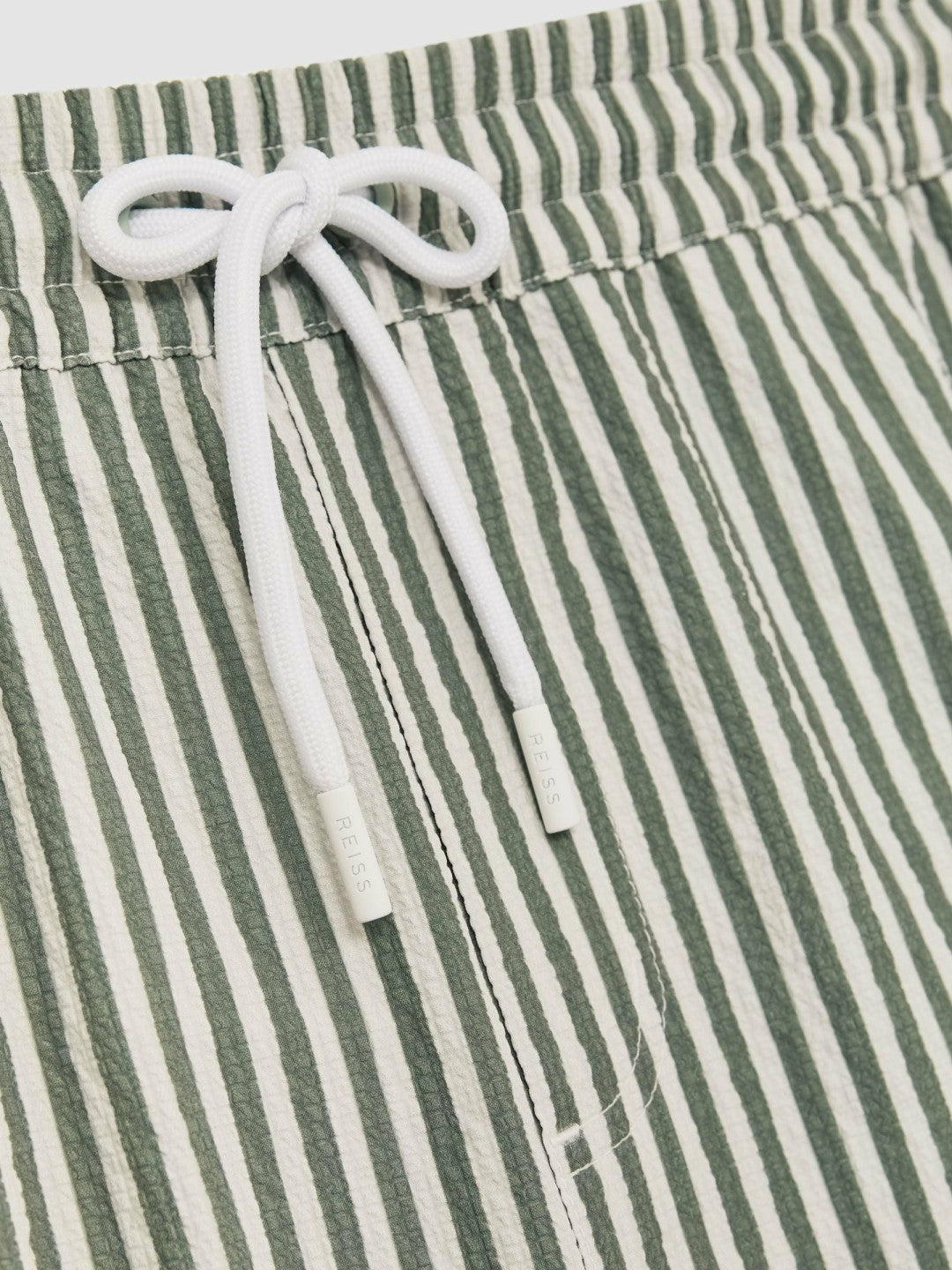 Reiss | Seersucker Stripe Swim Shorts in Sage/White