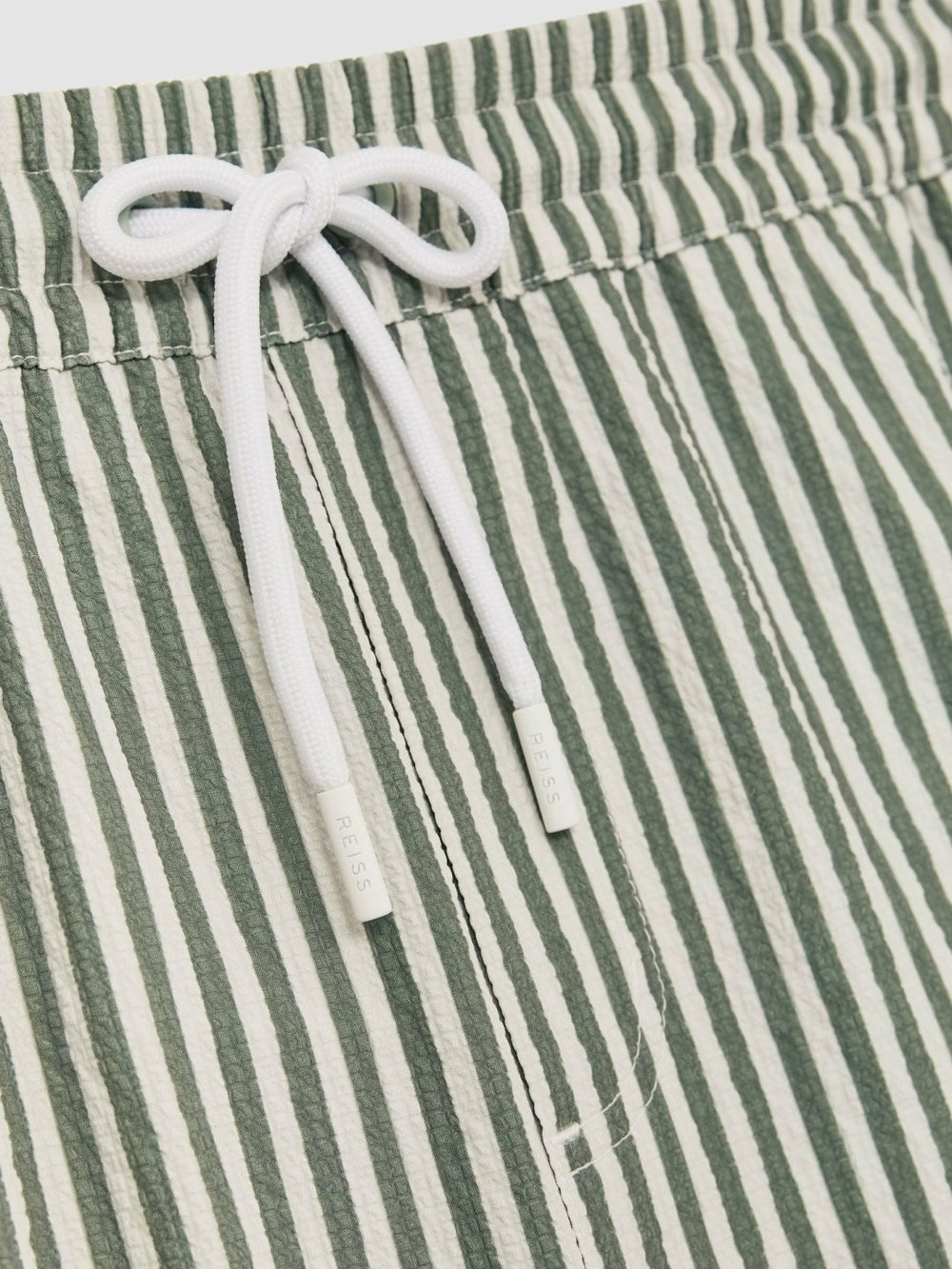 Reiss | Seersucker Stripe Swim Shorts in Sage/White