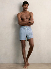 Reiss | Drawstring Geometric Print Swim Shorts in Airforce Blue