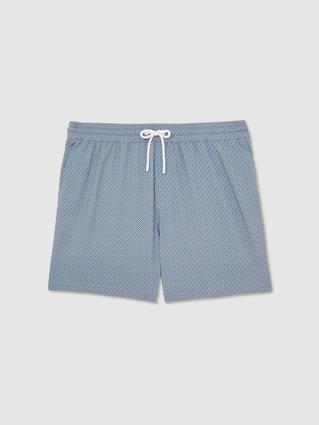 Reiss | Drawstring Geometric Print Swim Shorts in Airforce Blue
