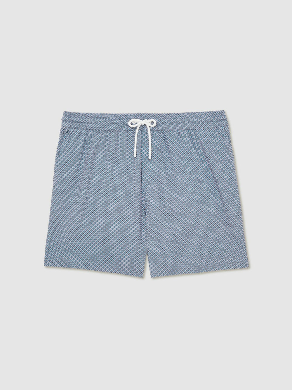 Reiss | Drawstring Geometric Print Swim Shorts in Airforce Blue