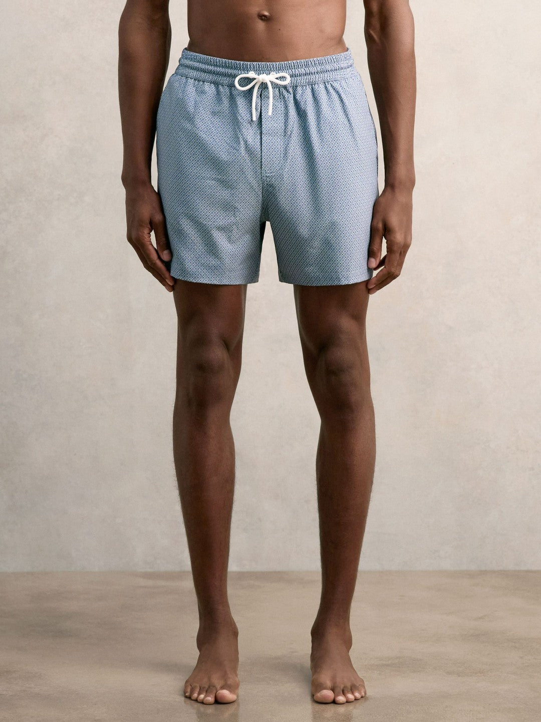 Reiss | Drawstring Geometric Print Swim Shorts in Airforce Blue